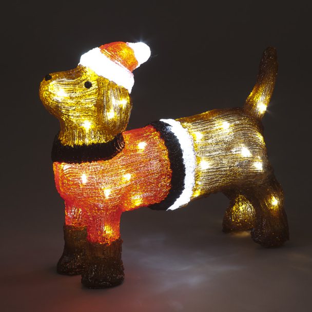5029936936912 1 SnowTime Light Up Acrylic Christmas Dachshund Decoration.jpg
